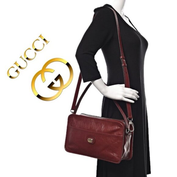 GUCCI MORPHEUS CALFSKIN SHOULDER CROSSBODY BAG BOHOCHIC BURGUNDY VERSATILE - Picture 3 of 16